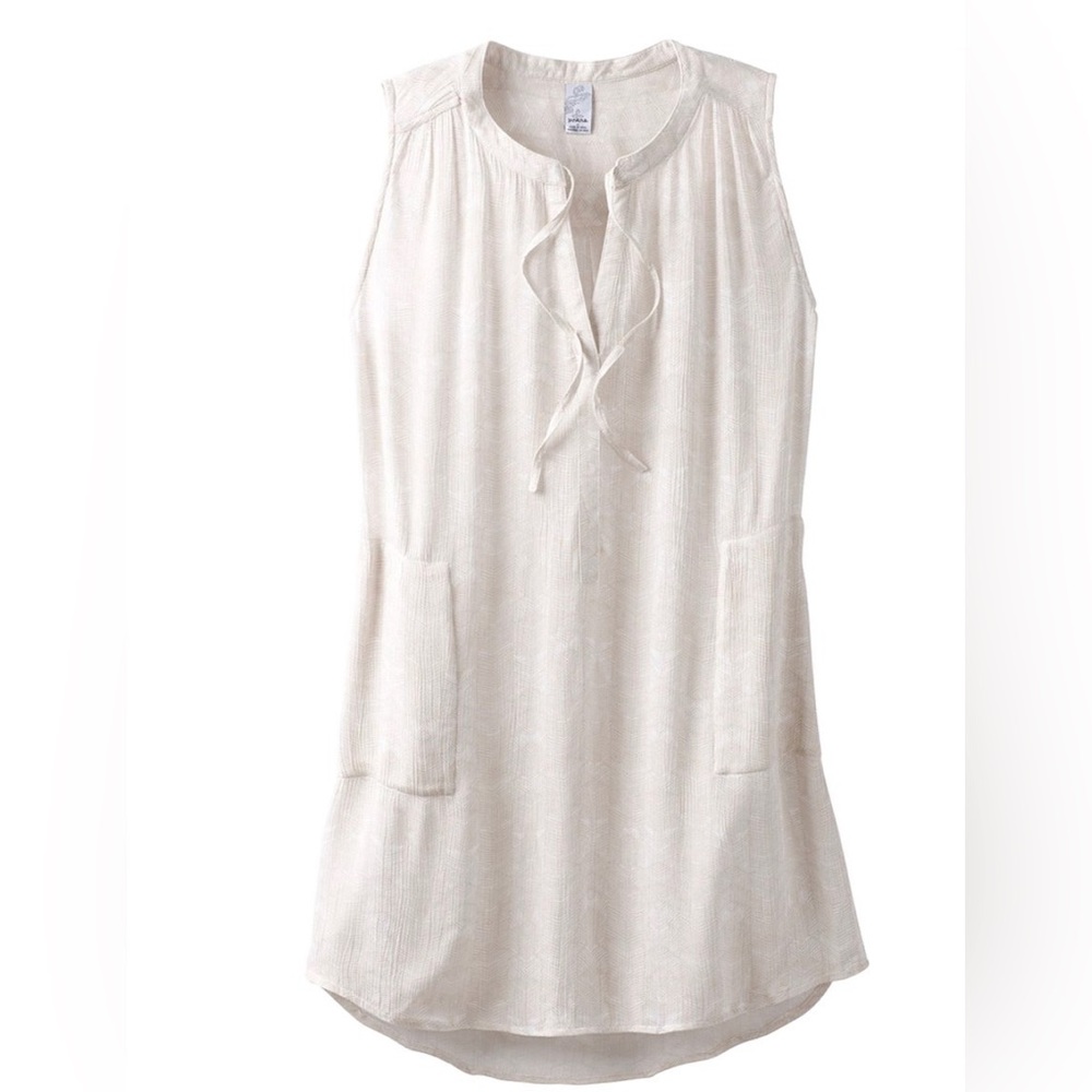 NWT prAna Natassa Crinkled Tunic, White Akoa, Size S